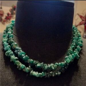 Zambian Emerald or Green Aventurine Chip Necklace Authentic 36"